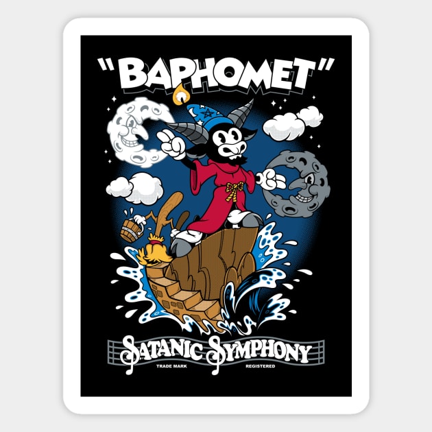 Baphomet Sorcerer - Vintage Cartoon Fantasy Goth - Satanic Symphony Magnet by Nemons